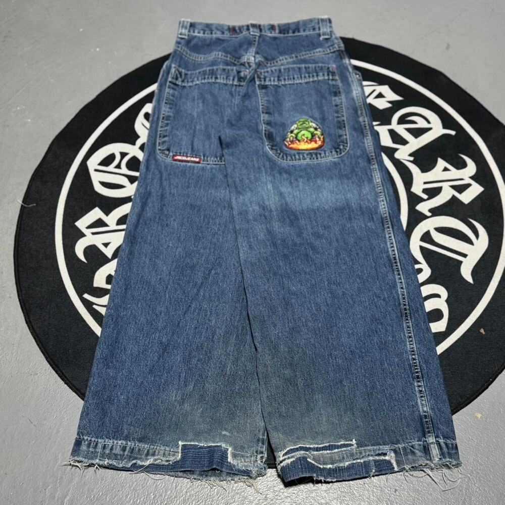 Jnco Flaming Buddha Denim Baggy Jeans